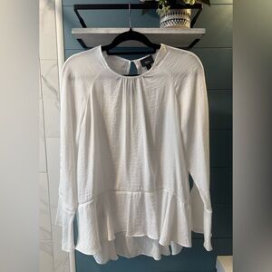 Mossimo White Peplum Hem Long Sleeve Tunic Top – Size Small